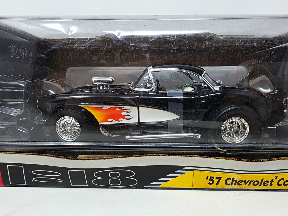 1:18 1957 Chevrolet Corvette Gasser Diecast Black Flames Yat Ming Boxed